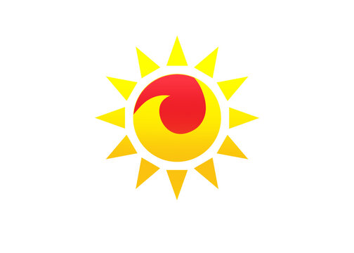 A shining yellow-red sun