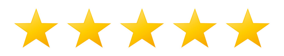 Five Gold Stars review icon illustration.