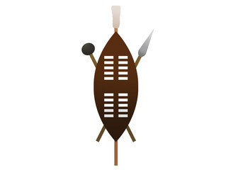 A traditional Zulu shield with spear - obrazy, fototapety, plakaty
