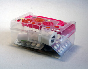 Field medical kit with a set of the most necessary medicines.