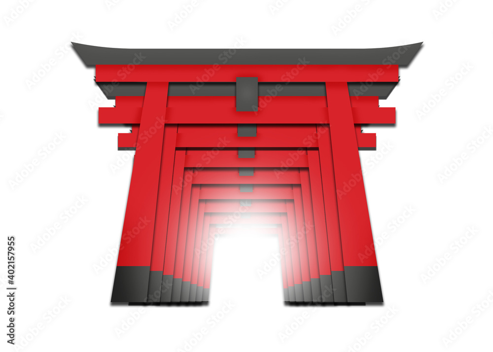 Wall mural An endless red Torii gates from Fushimi Inari shrine Kyoto Japan