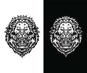 Fototapeta premium Roaring Lion , isolated on dark and bright background