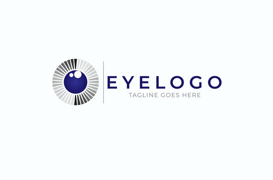 Eye Logo, blue eye icon isolated on white background, usable for technology and business  logos, flat design logo template, vector illustration