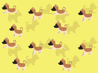 Dog Running Akita Cartoon Character Illustration Seamless Background
