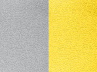Pantone trend color of the Year 2021Illuminating yellow and Ultimate Grey. Texture Leather Bumpy Pattern Copy Space Design template flyer card poster brochure banner Modern backdrop Leather closeup.