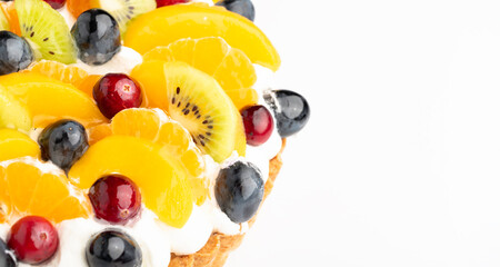 Tasty whipped cream fruit cake