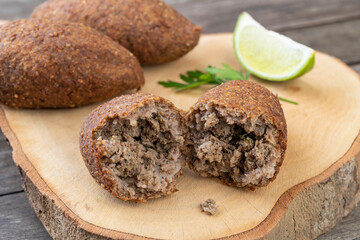Traditional arabic fried kibbeh. Typical brazilian snack