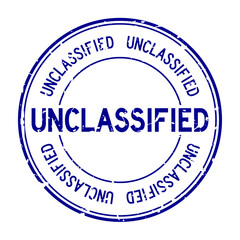 Grunge blue unclassified word round rubber seal stamp on white background