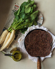 Ragi roti meal flatlay