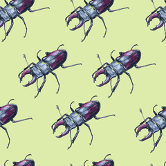 vector Bugs pattern watercolor style
