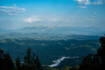 Fototapeta premium Tzoumetka, Epirus, Greece - March 29, 2018: View to Tzoumerka