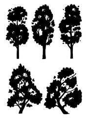 vector set of side view tree isolated on white background.