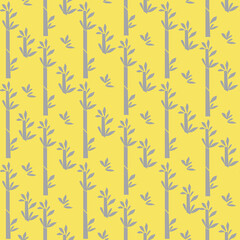 Summer botanical seamless pattern. Bamboo stems with leaves. Vector print in trendy colors. For paper, cover, fabric, gift wrap