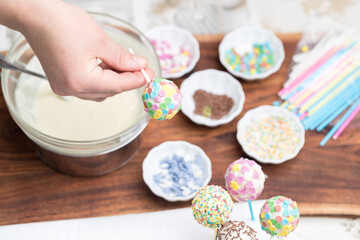 Chocolate cake pops with sprinkles