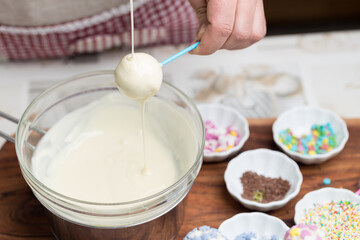 Chocolate cake pops with sprinkles