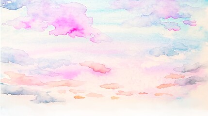 水彩背景　空　夕暮れ　朝焼け