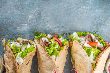 Turkish kebab wrap sandwiches