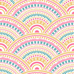 Ethnic circle shapes seamless geometric pattern.