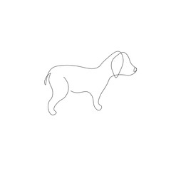 Dog silhouette line drawing vector illustration
