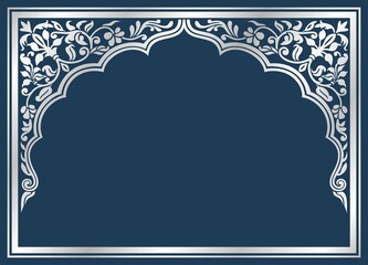 traditional wedding card design, paisley floral pattern , royal India	