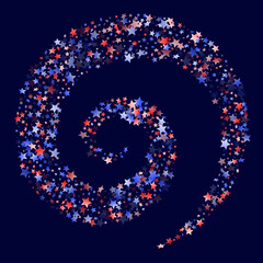 Flying red blue white star sparkles vector american patriotic background.