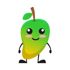 vector illustration of cute mango fruit expression or character smile. cute mango fruit Concept White Isolated. Flat Cartoon Style Suitable for Landing Page, Banner, Flyer, Sticker.