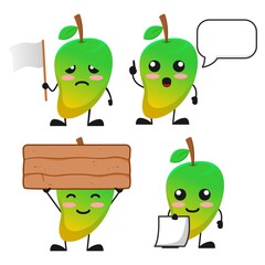 vector illustration of cute mango fruit blank sign word theme bundle set. cute mango fruit Concept White Isolated. Flat Cartoon Style Suitable for Landing Page, Banner, flyer, Sticker.