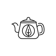 Teapot matcha tea color line icon. Pictogram for web page, mobile app, promo.