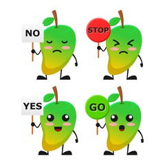 vector illustration of cute mango fruit choiche sign theme bundle set. cute mango fruit Concept White Isolated. Flat Cartoon Style Suitable for Landing Page, Banner, flyer, Sticker.