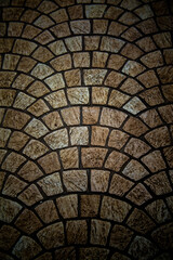 Curve brown mosaic texture floor, Tile bricks walkway background