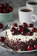 A traditional German chocolate and cherry cake Schwarzwald