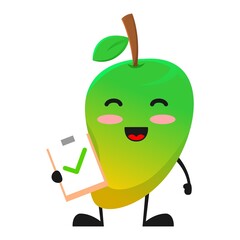 vector illustration of cute mango fruit medical or character with correct sign. cute mango fruit Concept White Isolated. Flat Cartoon Style Suitable for Landing Page, Banner, Flyer, Sticker