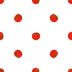 Seamless tomato vector pattern on white background for kitchen illustration, design.