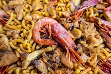 Spanish fideua, is a typical dish of Valencia, already to eat.