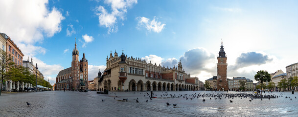 Kraków Main Square Panorama - obrazy, fototapety, plakaty