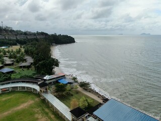 Creative Aerial Shots of the Santubong and Damai Beaches of Sarawak Malaysia, beside the South...