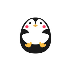 Cartoon penguin. Bird lying. Vector illustration.