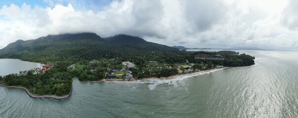 Creative Aerial Shots of the Santubong and Damai Beaches of Sarawak Malaysia, beside the South...