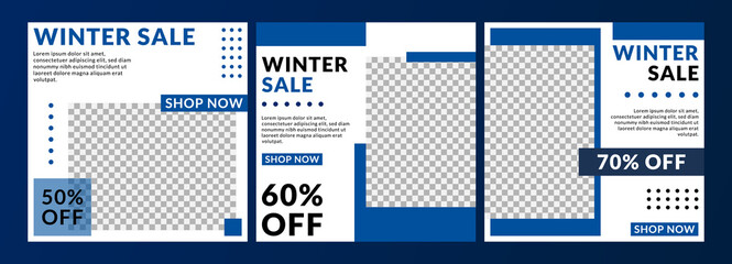 A collection of editable social media post template for online stores winter sale edition, very good for promoting a brand or product. Vector banner