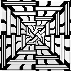 black and white symmetrical patterns.
