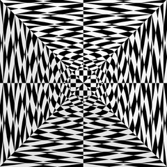 black and white symmetrical patterns.
