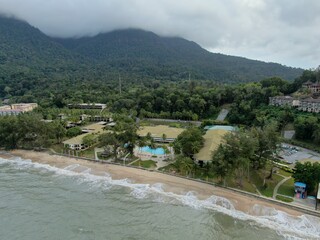 Creative Aerial Shots of the Santubong and Damai Beaches of Sarawak Malaysia, beside the South...