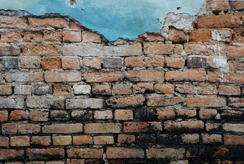 retro broken brick wall background and texture