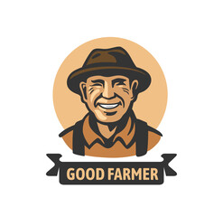 old smiling farmer with text