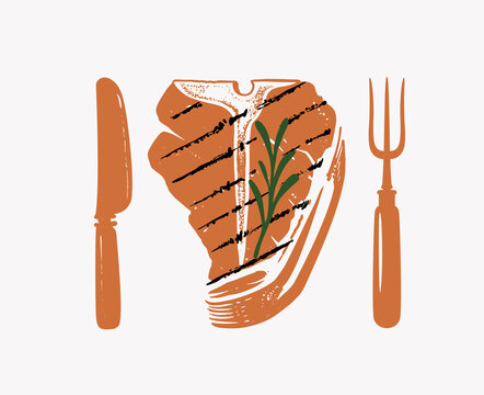 steak with knife and fork, orange, food clip art preview
