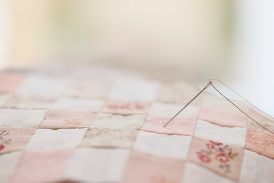 Quilt handmade craft with a needle