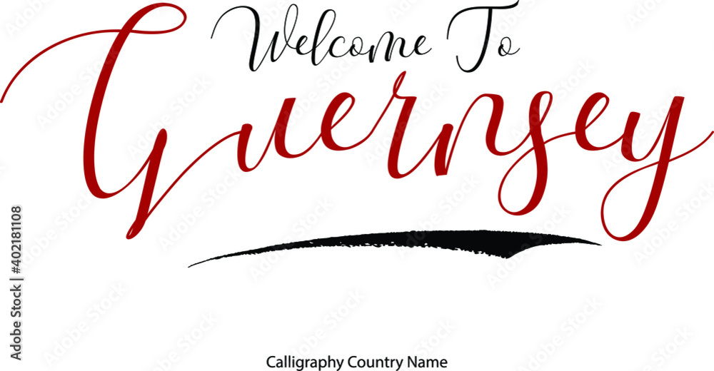 Poster welcome to guernsey country name handwriting typography text typescript