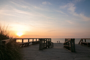 Fototapeta na wymiar seaside resort at sunset, beach vacations