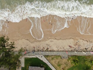 Creative Aerial Shots of the Santubong and Damai Beaches of Sarawak Malaysia, beside the South...