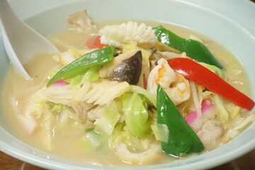 Nagasaki Champon or Chanpon Noodle, local food in Nagasaki, Japan - 日本料理 長崎ちゃんぽん